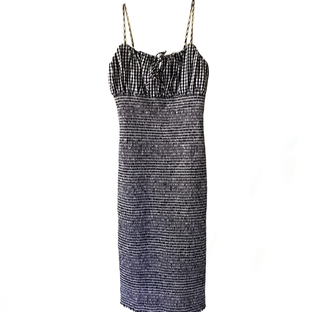J. Crew Smocked Gingham Spaghetti Strap dress. Sz 0